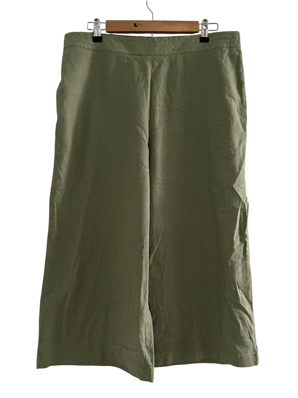Coldwater Creek Linen Blend Wild Leg Trousers Pull On Cropped Pants Women’s PL